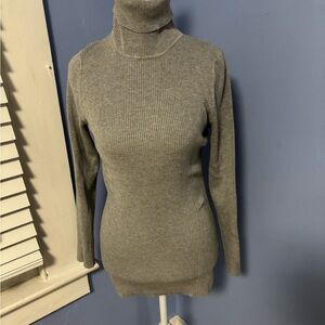 Gray Turtleneck Sweater with Fitted Silhouette